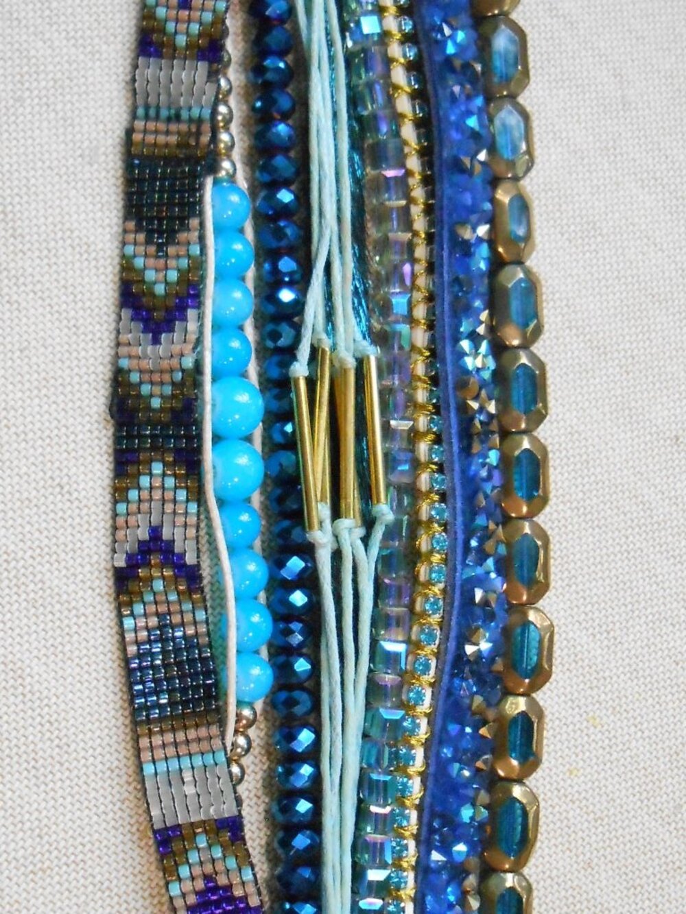 Hipanema Multi Strand Beaded Blue Tones Bracelet